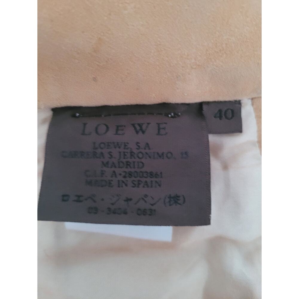 Loewe Vintage Reindeer Leather Silk Belt Braided Wide Tie Size 40 Fit 36 Tan Bei - Picture 6 of 11